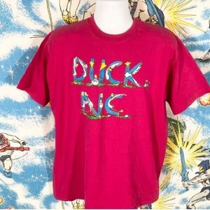 vintage Duck North Carolina Deep Pink Single Stitch Shirt - sz XL - tourist 90s